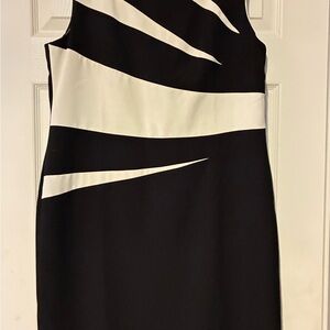 Evan Picone One Shoulder Black and White Dress